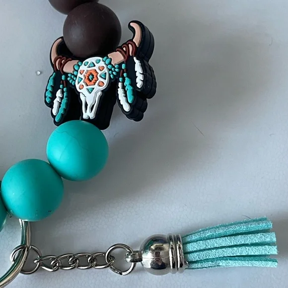 Hand crafted Boho cow style key ring - Picture 2 of 3